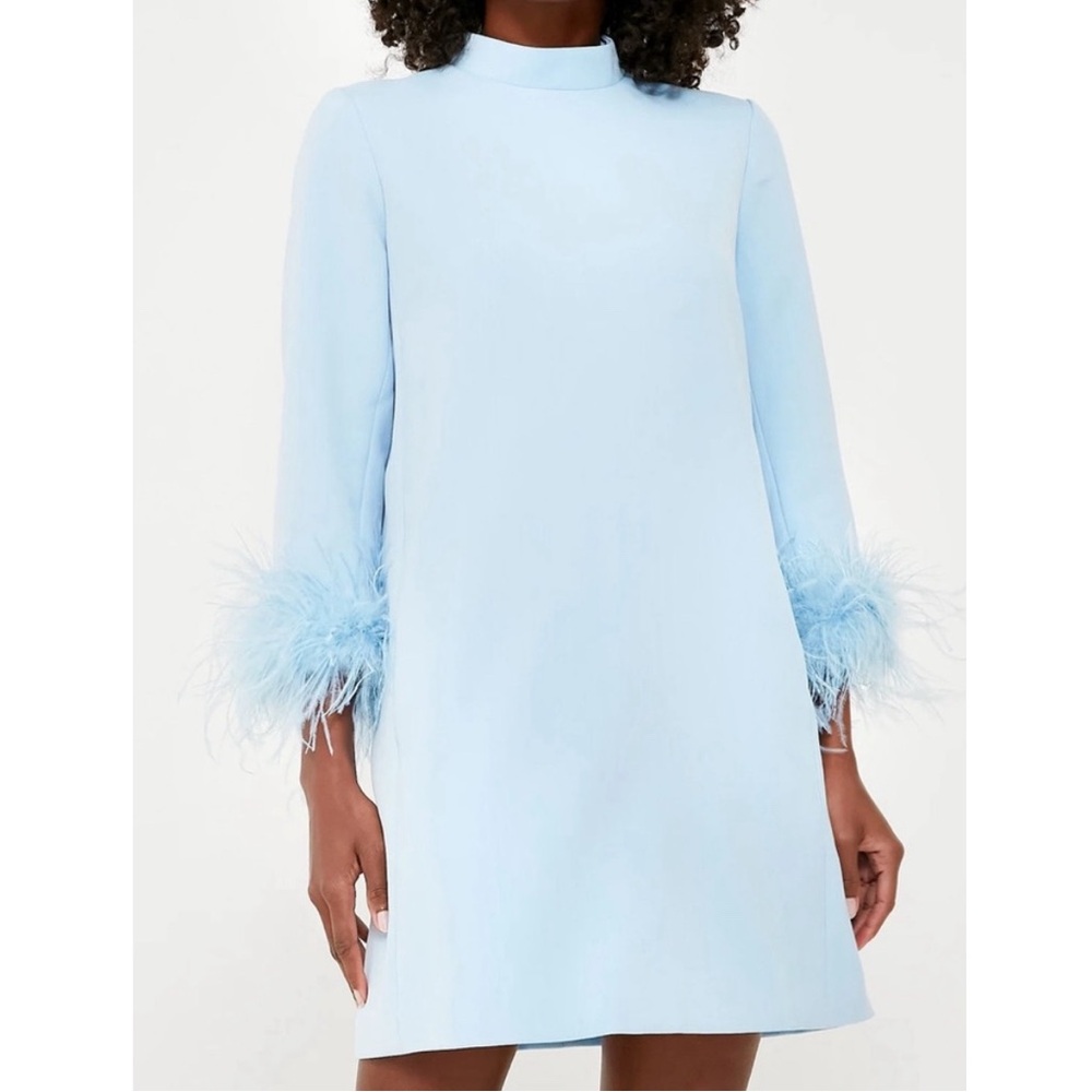 Tuckernuck Light Blue Feather-Cuff Shift Dress